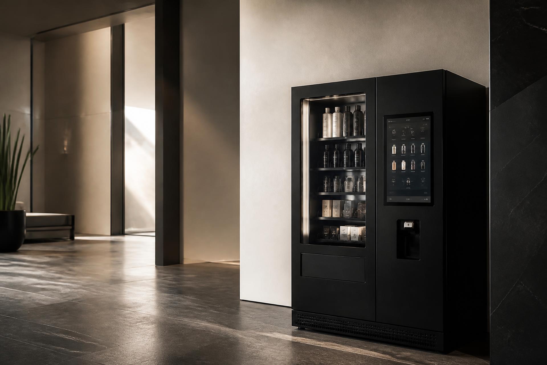 EasyVendor smart vending machine installed in a modern building lobby